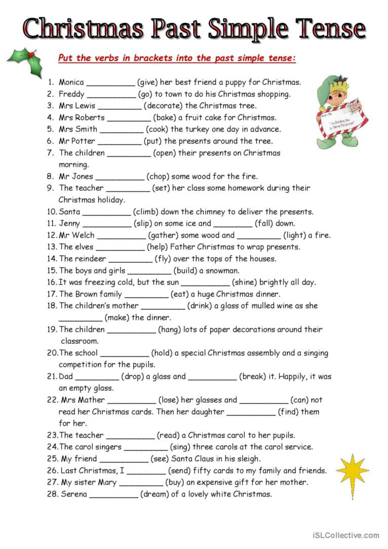 Christmas Past Simple General Gramma…: English Esl Worksheets Pdf | Christmas Grammar Worksheets