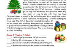 Christmas Holiday Reading Comprehension Worksheets Free