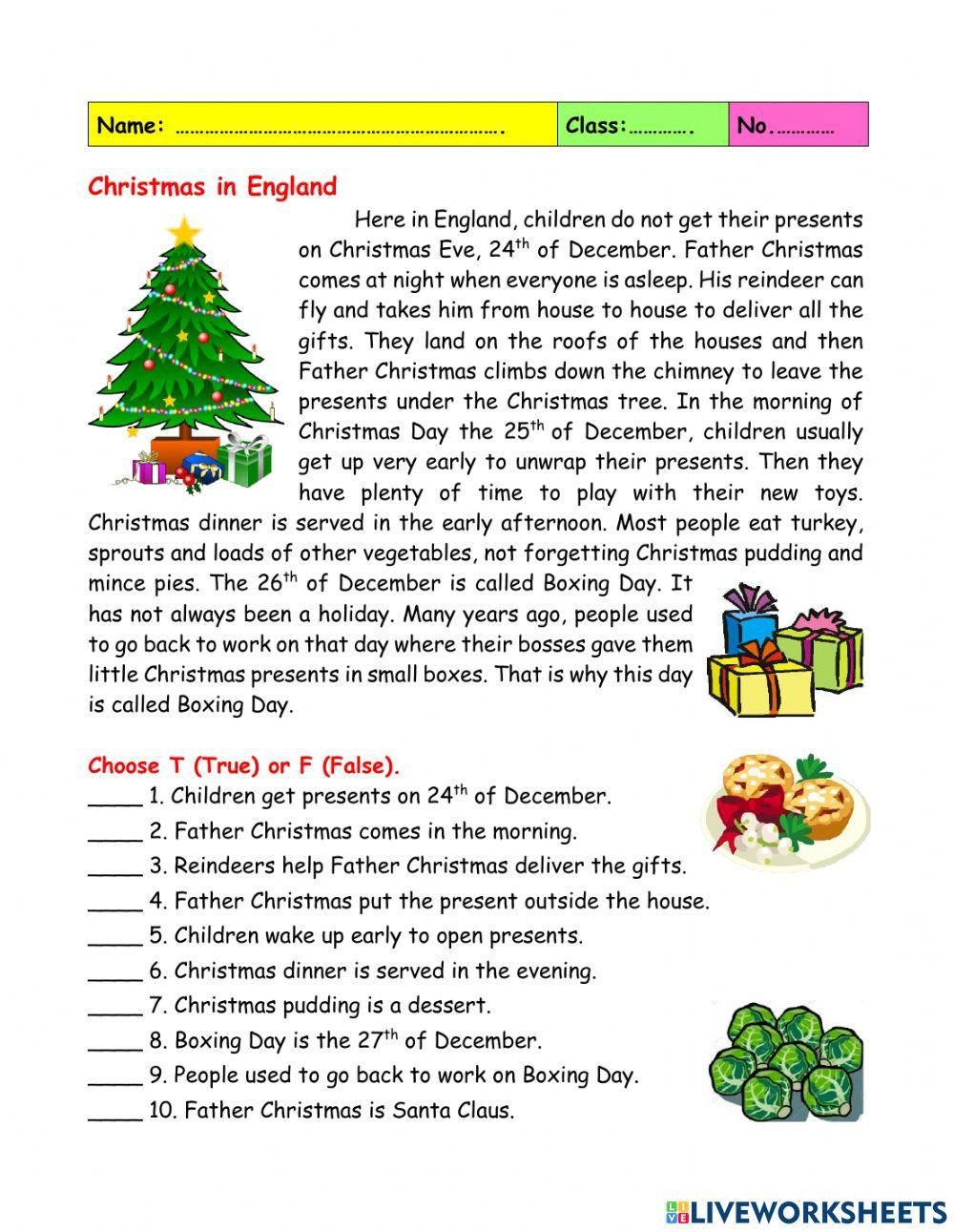 Christmas Reading Comprehension Online Exercise For - Worksheets | Free Printable Christmas Reading Comprehension Worksheets