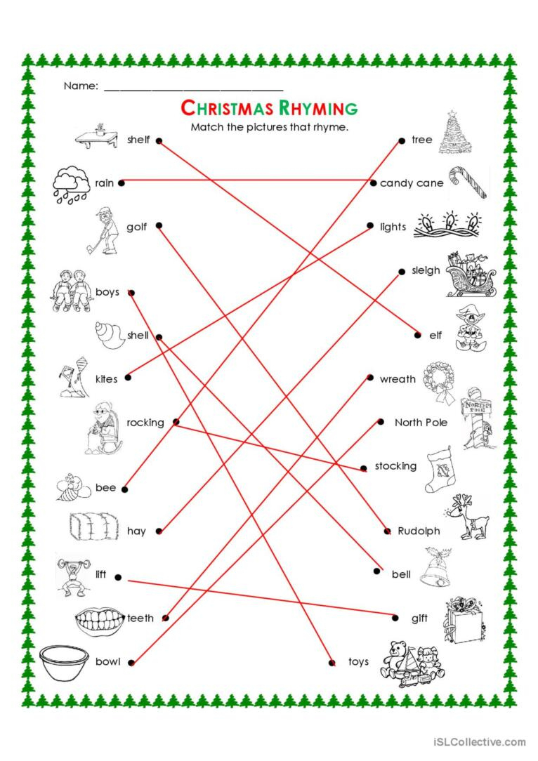 Christmas Rhyming: English Esl Worksheets Pdf &amp;amp; Doc | Christmas Rhyming Words Worksheets