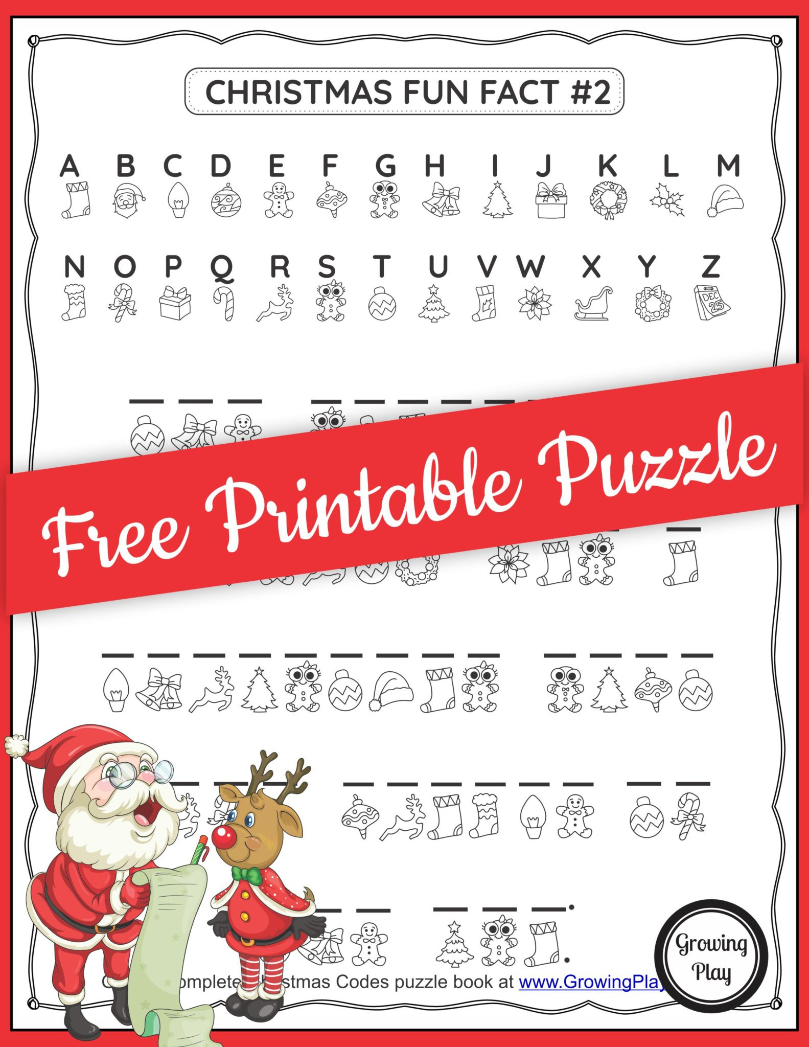 Christmas Secret Code Worksheet - Free Printable - Growing Play | Christmas Secret Code Worksheets