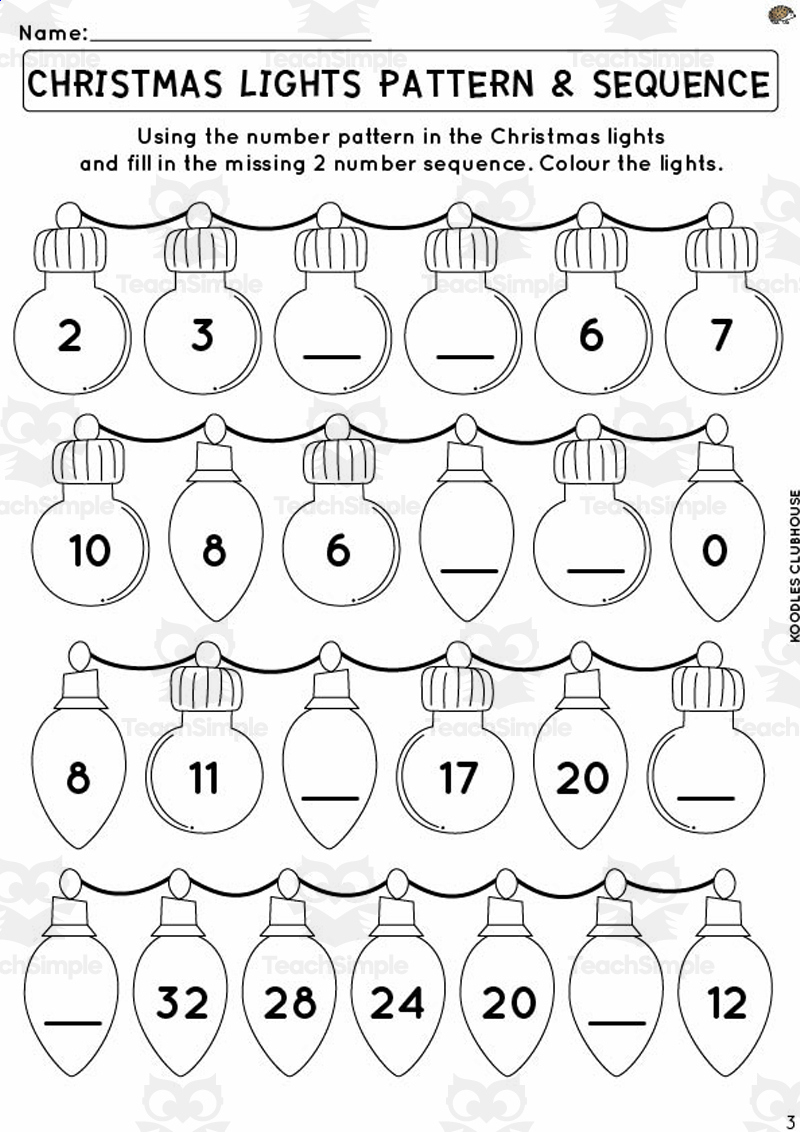 christmas sequence lights worksheets christmas pattern worksheets for kindergarten Christmas Sequence Lights Worksheets | Christmas Pattern Worksheets For Kindergarten
