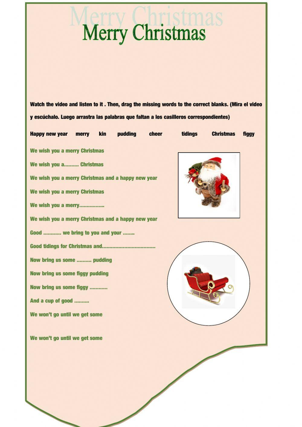 Christmas Song Interactive Worksheet - Worksheets Library | Christmas Song Worksheets with Pictures