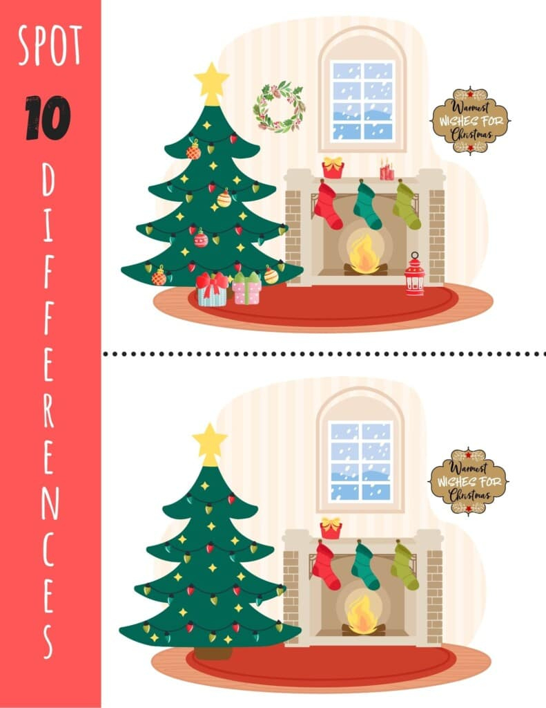 Christmas Spot The Difference - Free Printable! - Kids Activity Zone | Spot The Difference Christmas Worksheets