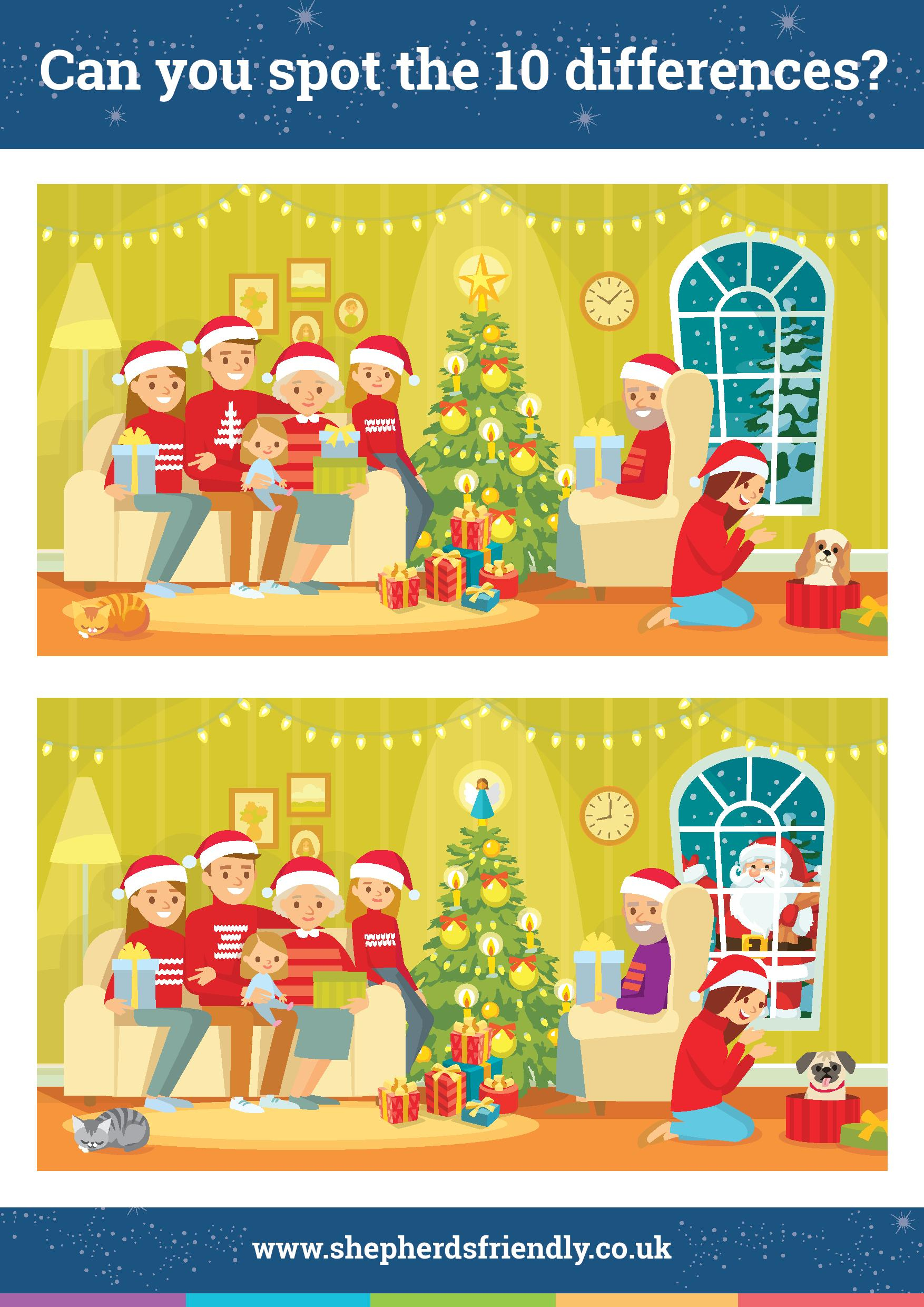 Christmas Spot The Difference | Shepherds Friendly | Christmas Picture Find Worksheets