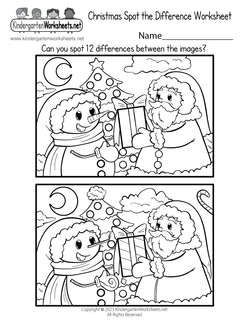 Christmas Spot The Difference Worksheet - Free Printable, Digital | Free Christmas Worksheets Printable