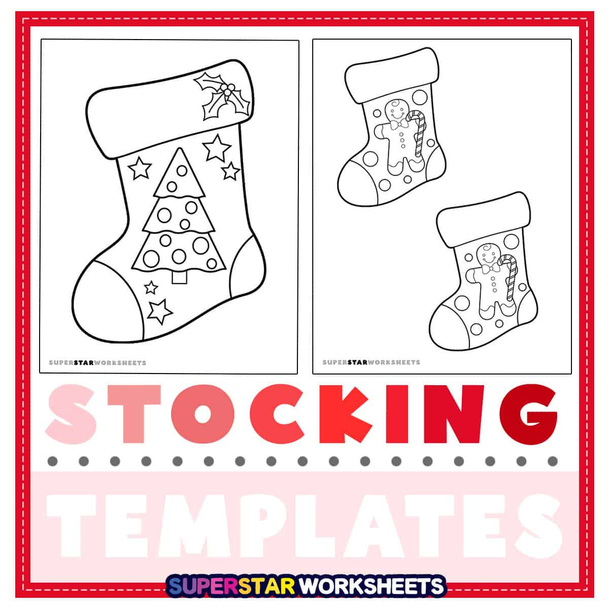 Christmas Stocking Template (Free Printables) - Superstar Worksheets | Christmas Stocking Worksheets Printable
