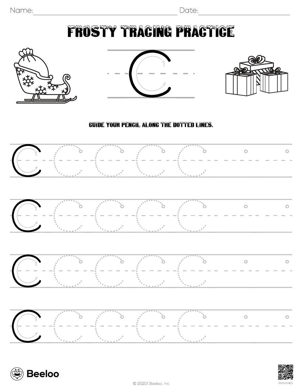 Christmas-Themed Word Tracing Worksheets • Beeloo Printable Crafts | Christmas Letter Tracing Worksheets