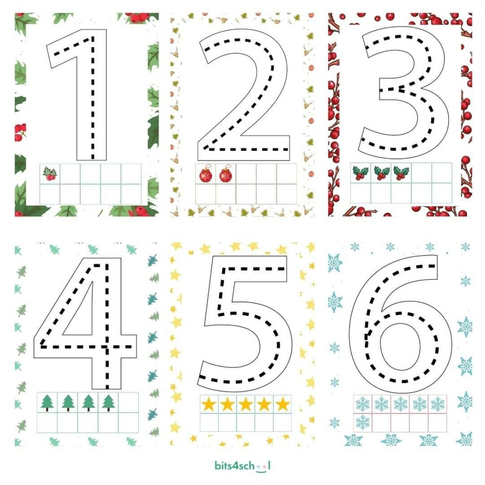 Christmas Tracing Numbers (Download) | Christmas Number Tracing Worksheets