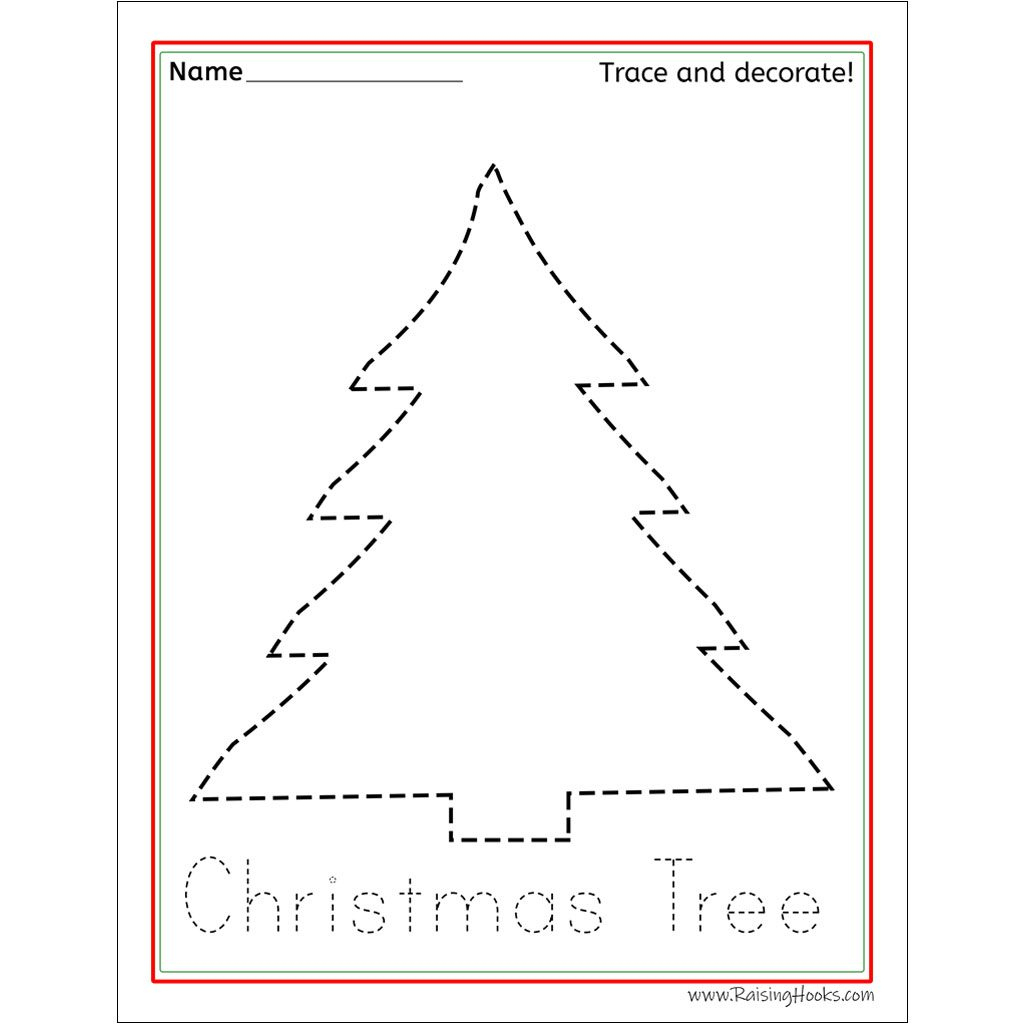 Christmas Tracing Worksheets - Raising Hooks | Christmas Tree Tracing Worksheets