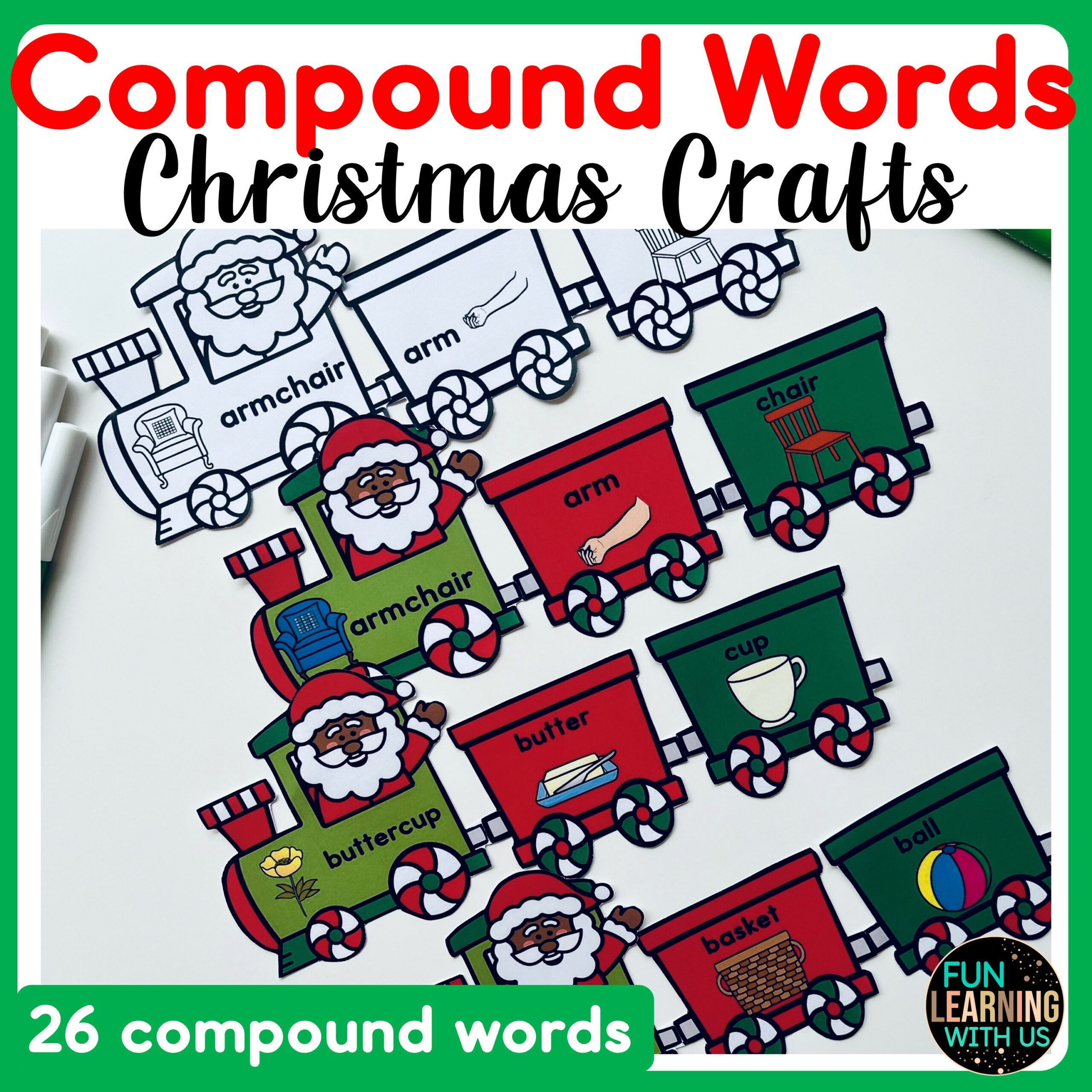 christmas train compound words craft december kindergarten christmas compound words worksheets Christmas Train Compound Words Craft | December Kindergarten | Christmas Compound Words Worksheets