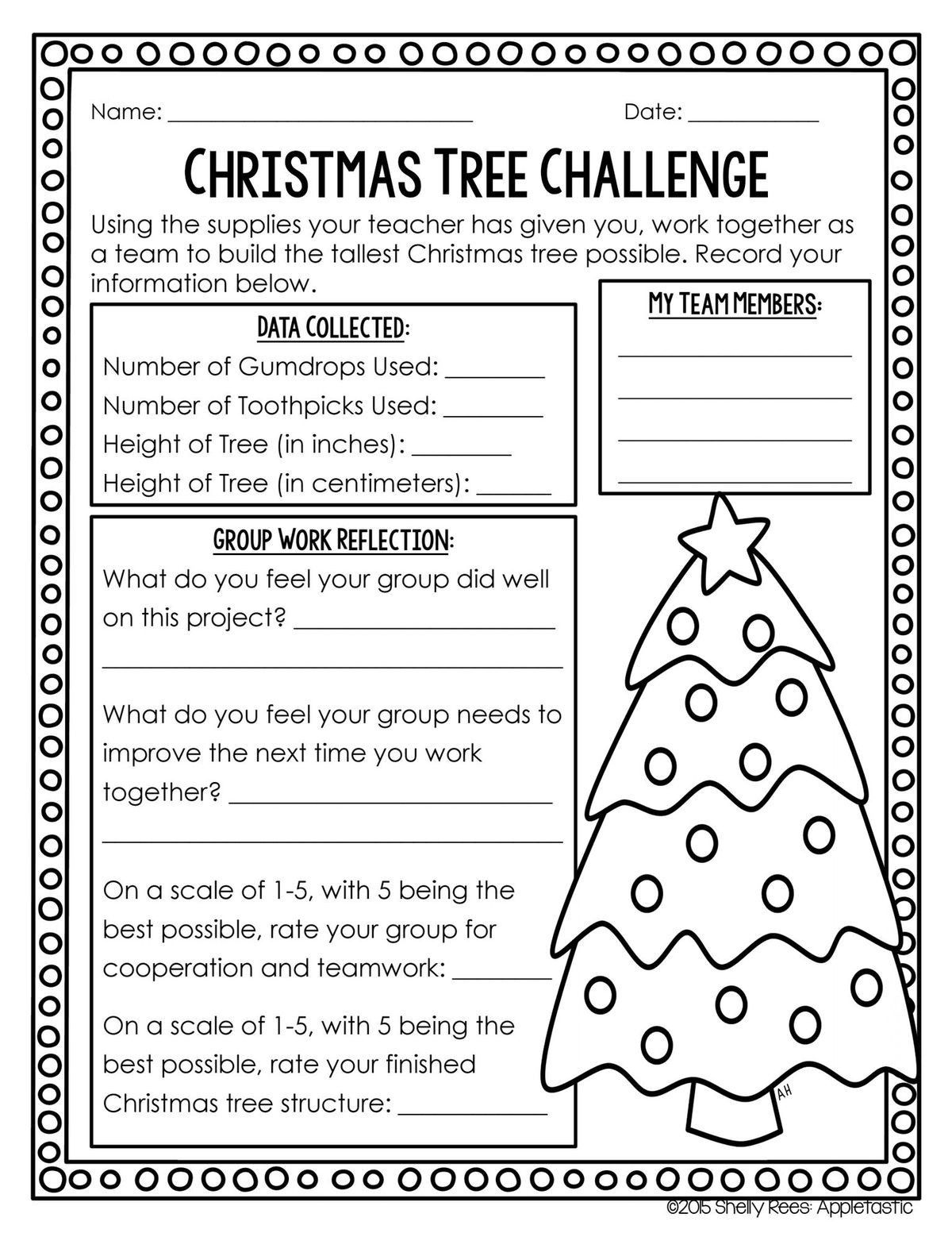 christmas tree challenge worksheet christmas worksheets for highschool students Christmas Tree Challenge Worksheet | Christmas Worksheets For Highschool Students