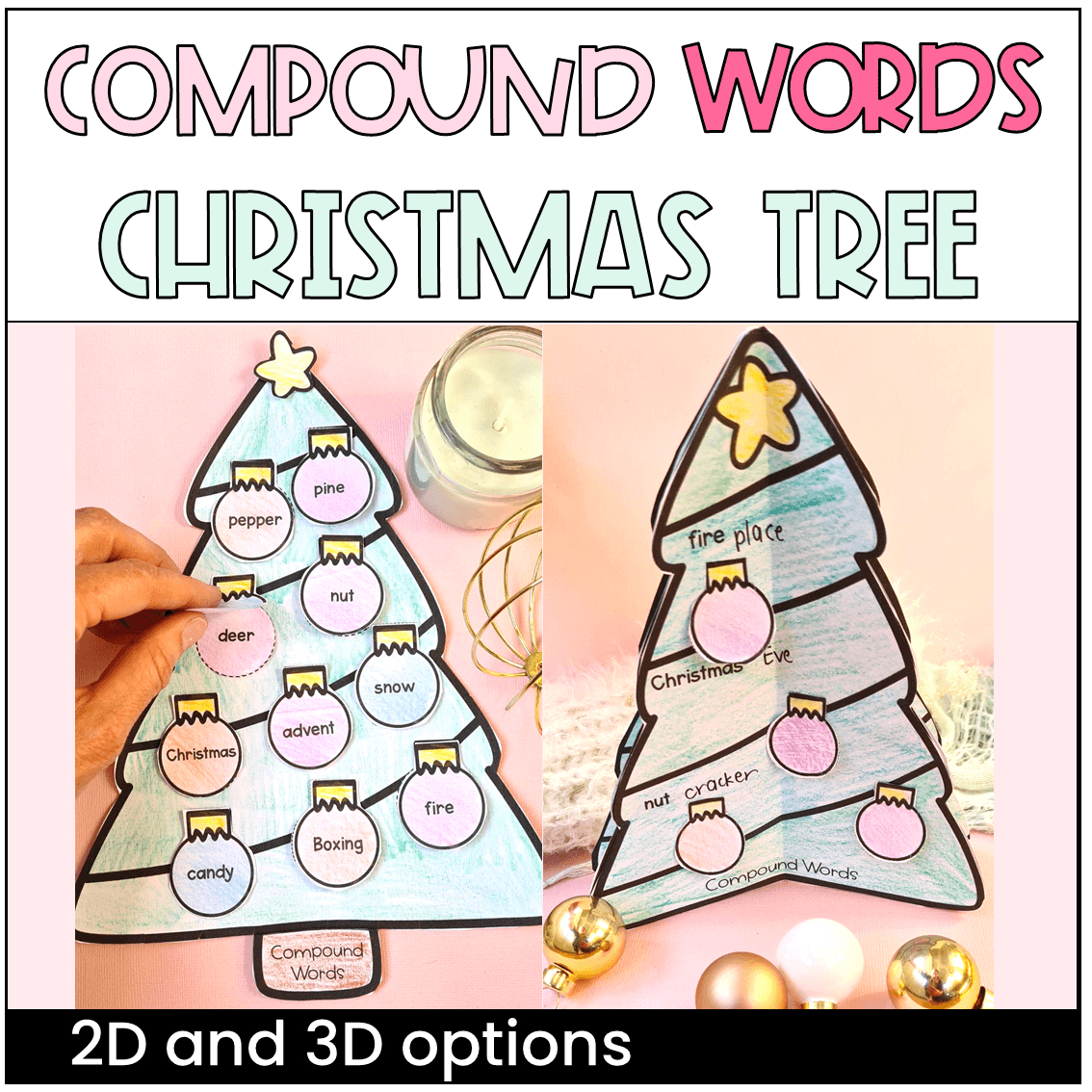 christmas tree compound words craft grammar activity christmas compound words worksheets Christmas Tree Compound Words Craft Grammar Activity | Christmas Compound Words Worksheets