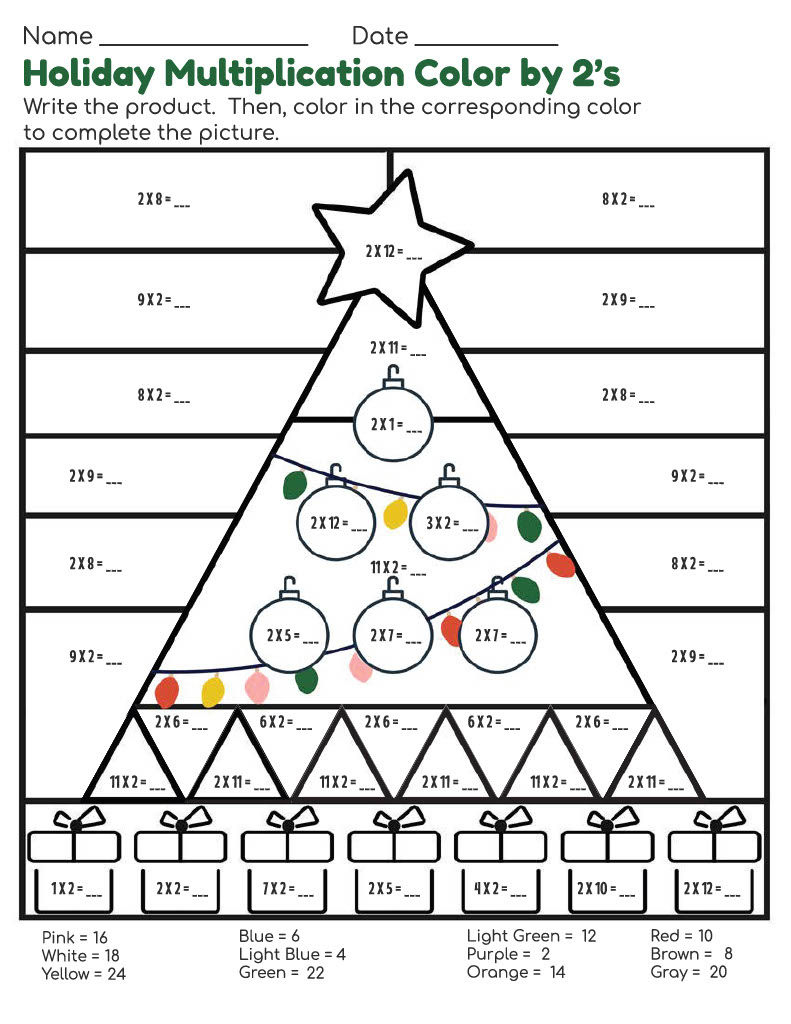 Christmas Tree Multiplication Coloring Sheets | Teachtastic | Christmas Multiplication Coloring Worksheets