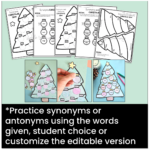 Christmas Tree Synonyms And Antonyms Craft Christmas Grammar Activity | Christmas Synonyms and Antonyms Worksheets