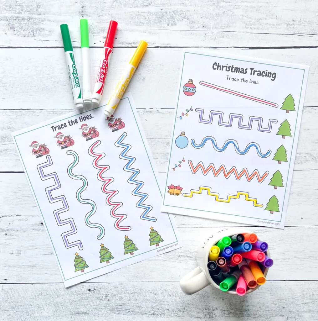 Christmas Tree Tracing Worksheets | Pencil Control Printables | Christmas Pencil Control Worksheets Tracing Lines