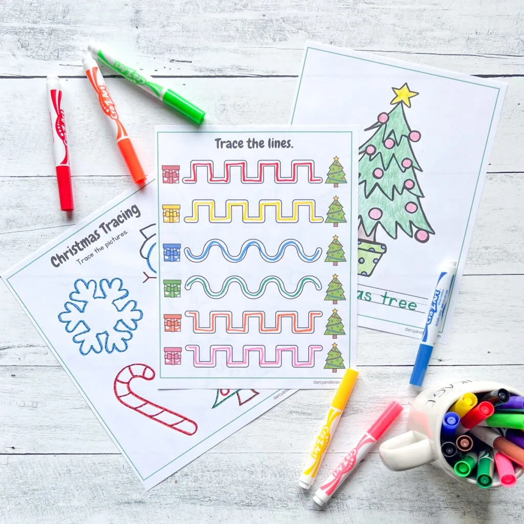 Christmas Tree Tracing Worksheets | Pencil Control Printables | Christmas Pencil Control Worksheets Tracing Lines
