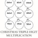 Christmas Triple Digit Multiplication Fact Fluency Practice Worksheets | Christmas Math Worksheets Multiplication
