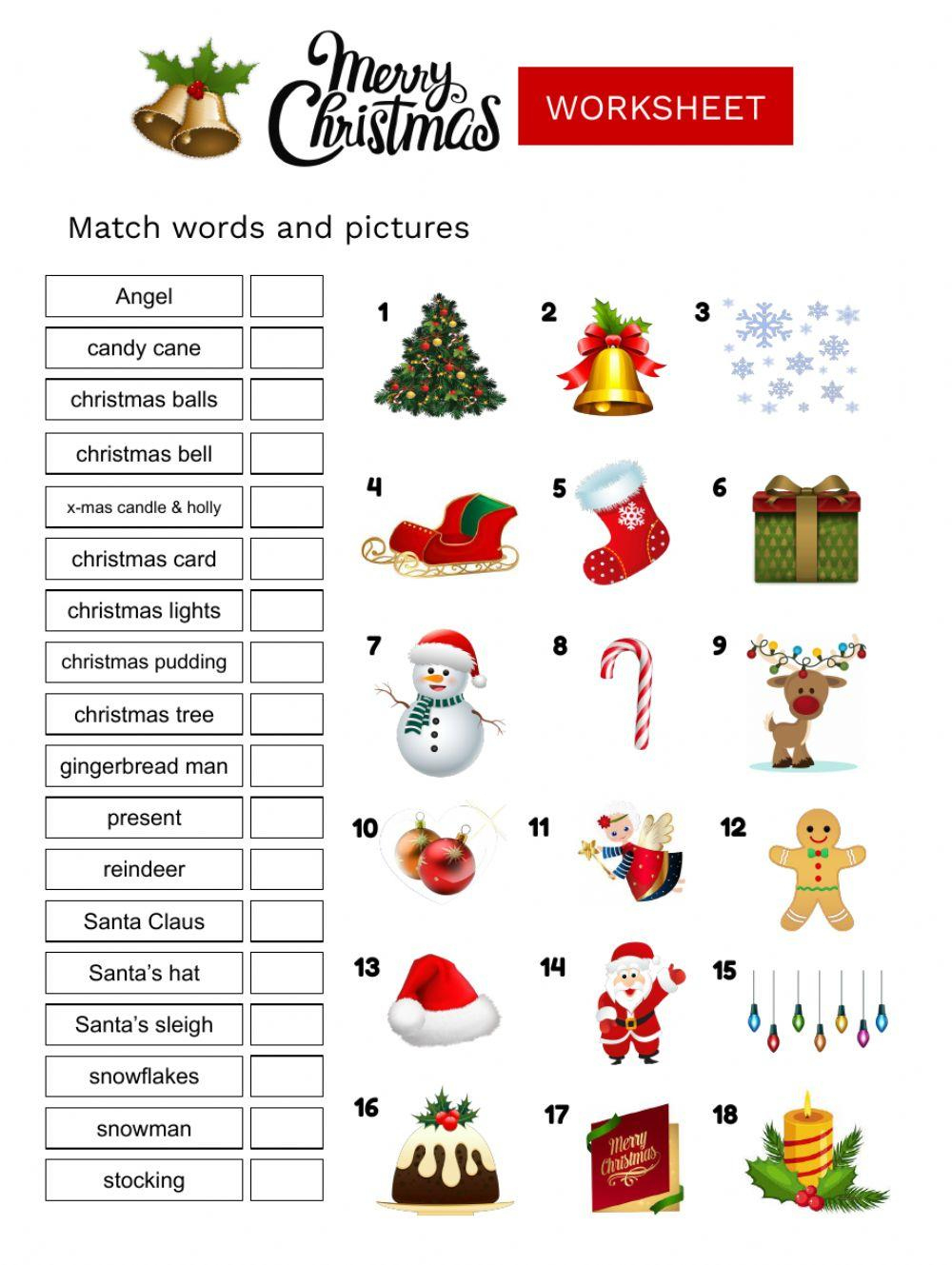 Christmas Vocabulary Online Activity - Worksheets Library | Esl Christmas Worksheets Adults