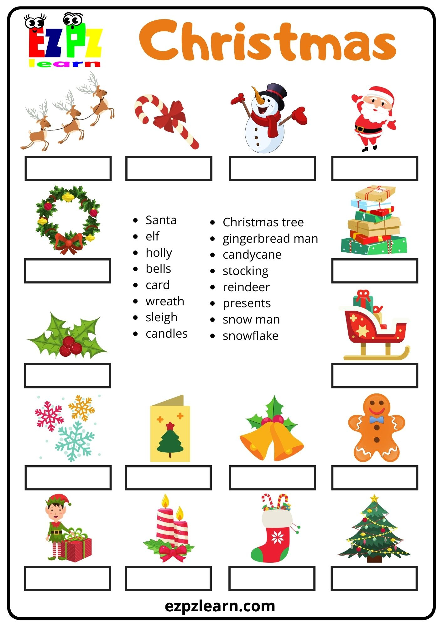 christmas word match ezpzlearn christmas word match worksheets Christmas Word Match - Ezpzlearn | Christmas Word Match Worksheets