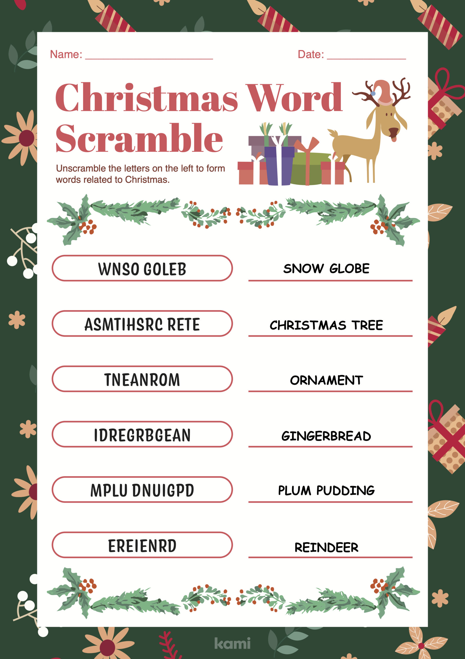 Christmas Word Scramble | Answer Key For Teachers | Perfect For | Christmas Word Scramble Worksheets Answers