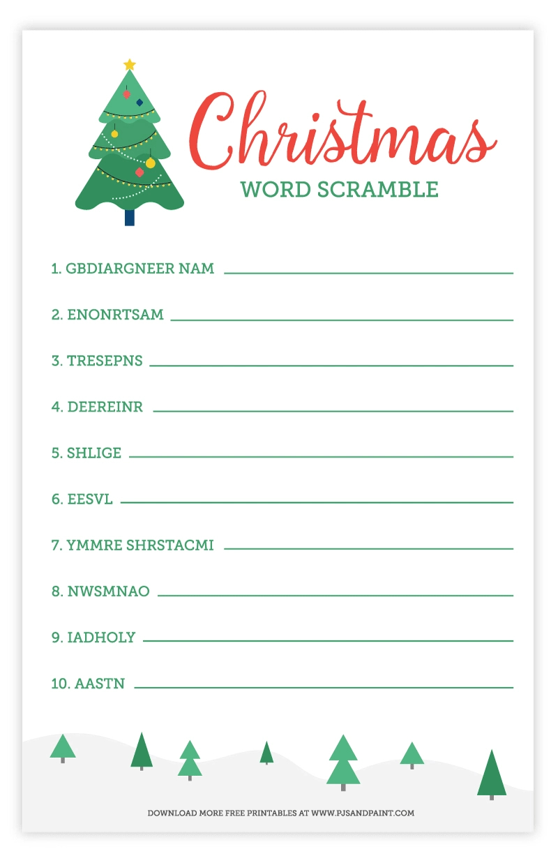 Christmas Word Scramble | Free Printable Christmas Activities | Christmas Unscramble Worksheets For Adults