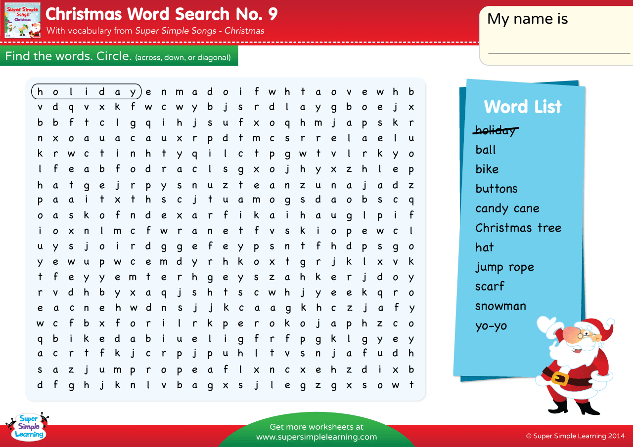 Christmas - Word Search #9 - Super Simple | Super Teacher Worksheets Merry Christmas Word Search Answers