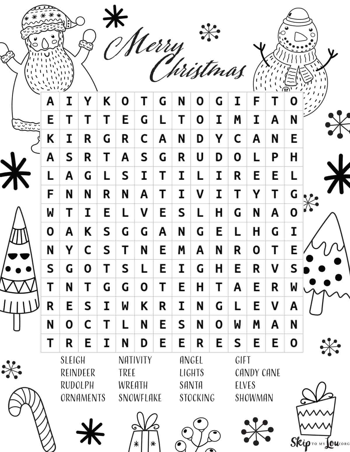Christmas Word Search | Skip To My Lou | Christmas Worksheets Word Search
