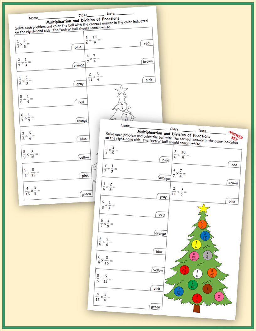 Christmas Worksheets: Multiplication And Division Of Fractions And | Multiplying Fractions Christmas Worksheets
