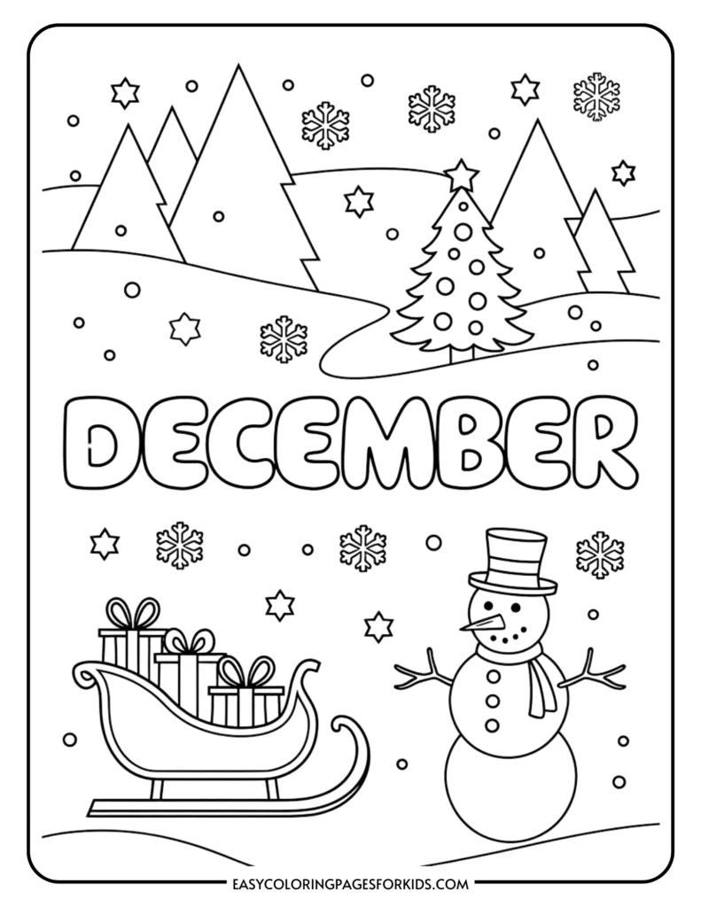 december coloring pages for kids 7 free printable pages easy kindergarten christmas coloring worksheets December Coloring Pages For Kids (7 Free Printable Pages) - Easy | Kindergarten Christmas Coloring Worksheets