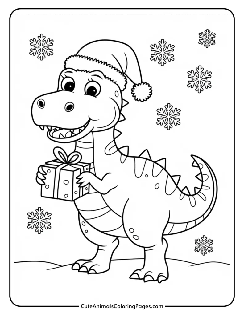Dinosaur Christmas Coloring Pages (8 Free Printables) - Cute | Free Printable Christmas Coloring Worksheets
