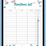 Download Printable Classic White Christmas List Template Pdf | Christmas Gift Planning Worksheets