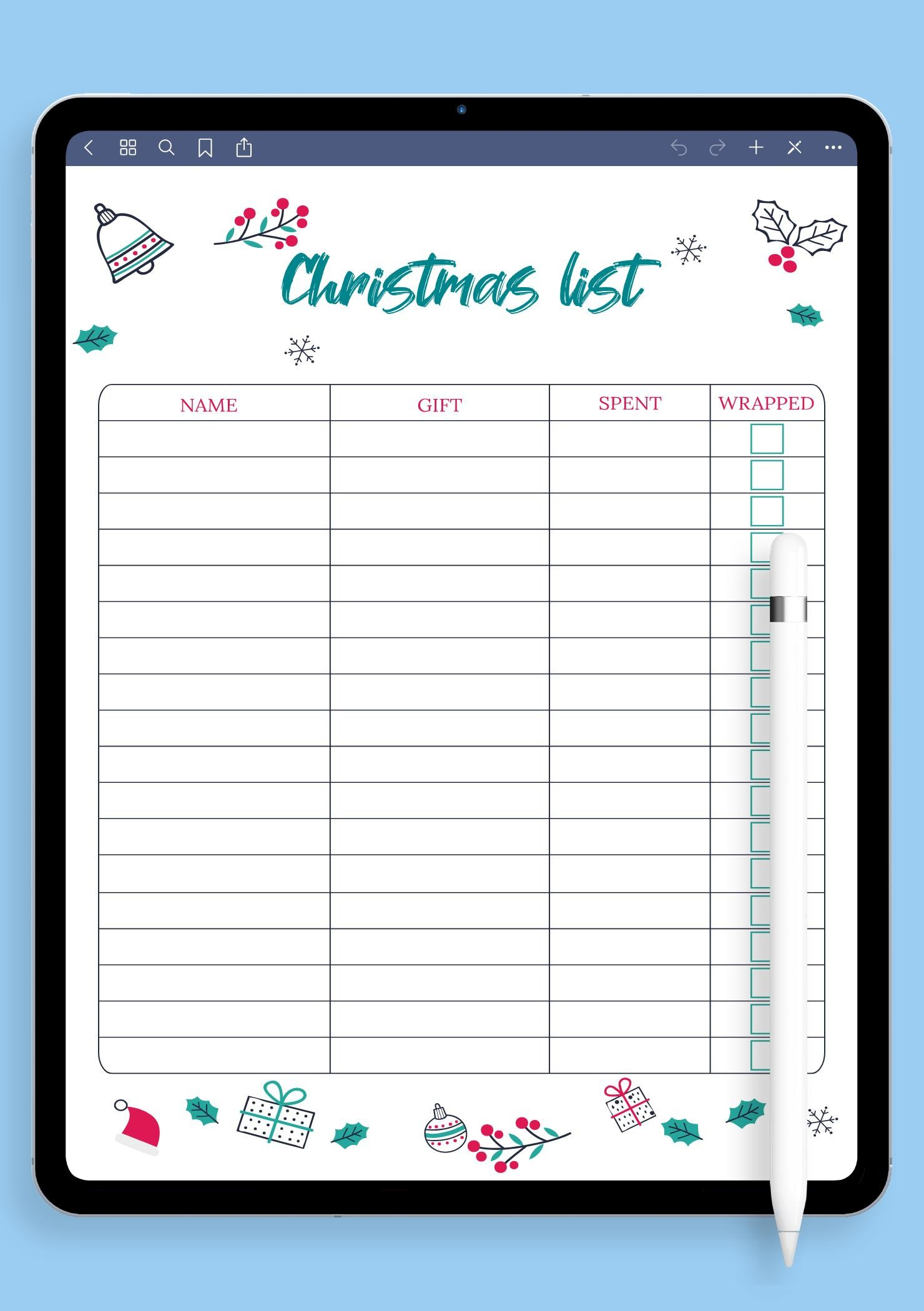 download printable classic white christmas list template pdf christmas gift planning worksheets Download Printable Classic White Christmas List Template Pdf | Christmas Gift Planning Worksheets