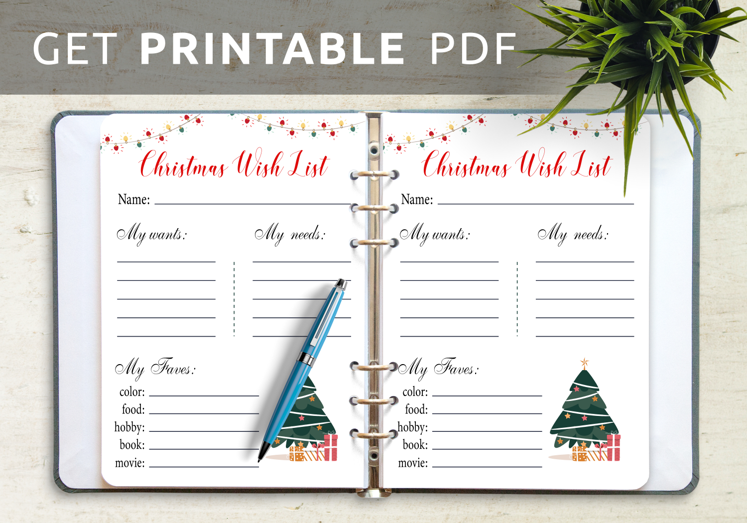 Download Printable White Christmas Wish List Template Pdf | Christmas Wish List Worksheets