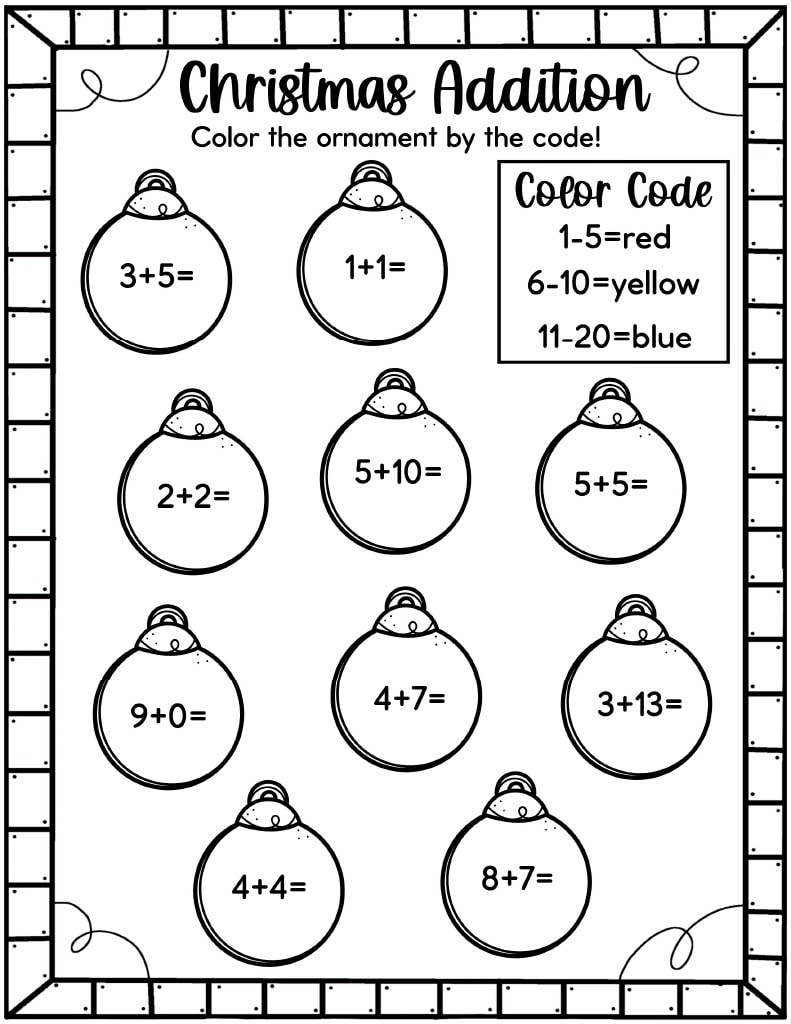 easy christmas math worksheets free kids activity zone christmas addition worksheets free Easy Christmas Math Worksheets - Free! - Kids Activity Zone | Christmas Addition Worksheets Free