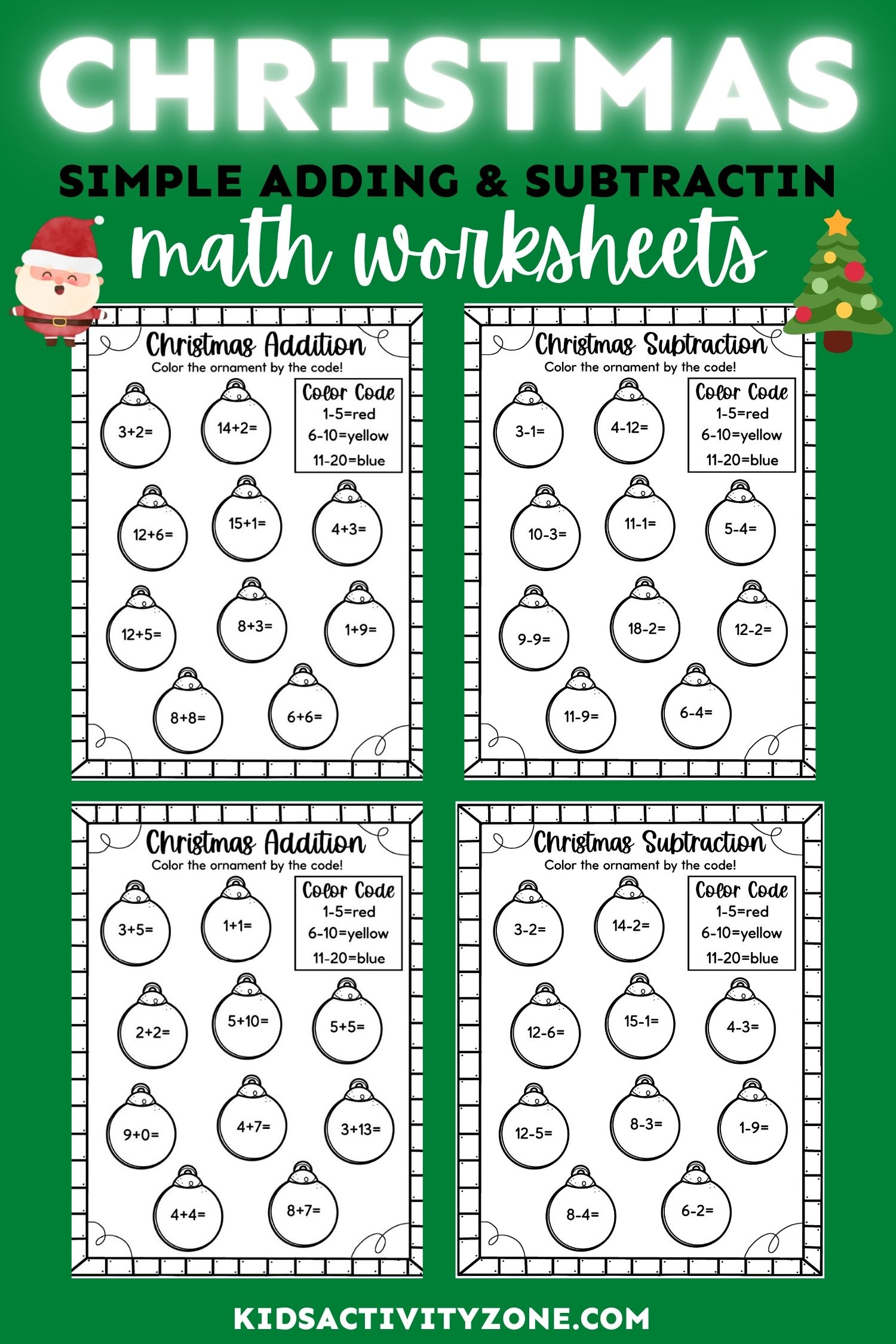 easy christmas math worksheets free kids activity zone free christmas subtraction worksheets 1 Easy Christmas Math Worksheets - Free! - Kids Activity Zone | Free Christmas Subtraction Worksheets