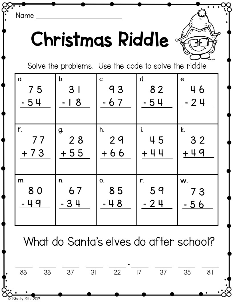 elf activities and a christmas math freebie smiling and shining christmas subtraction worksheets regrouping Elf Activities And A Christmas Math Freebie - Smiling And Shining | Christmas Subtraction Worksheets Regrouping
