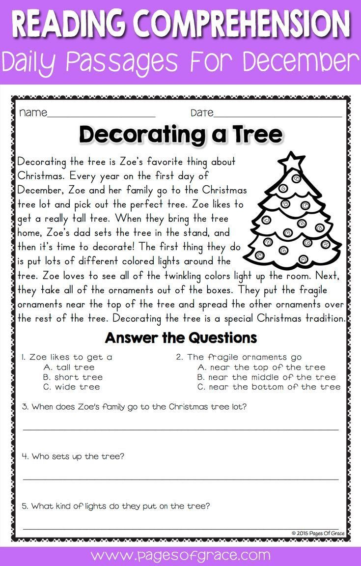 Enreading | 4Th Grade Christmas Reading Comprehension Worksheets
