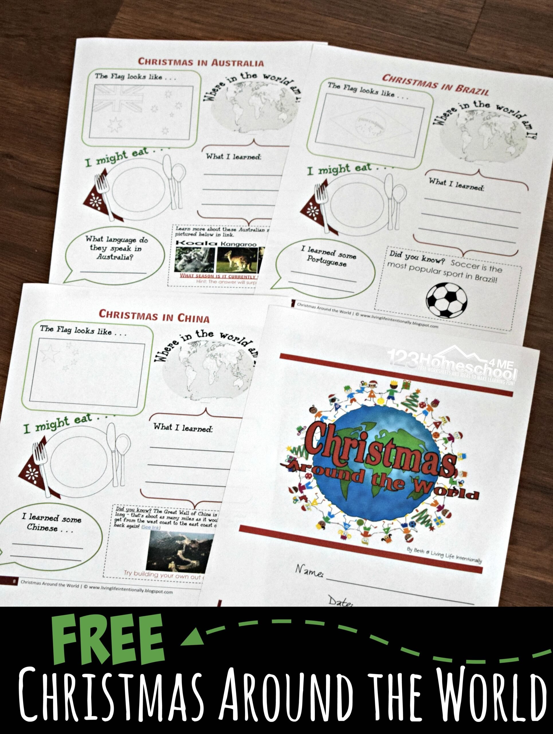 Free Christmas Around The World Worksheets For Kids + Activities | Christmas Around The World Free Worksheets