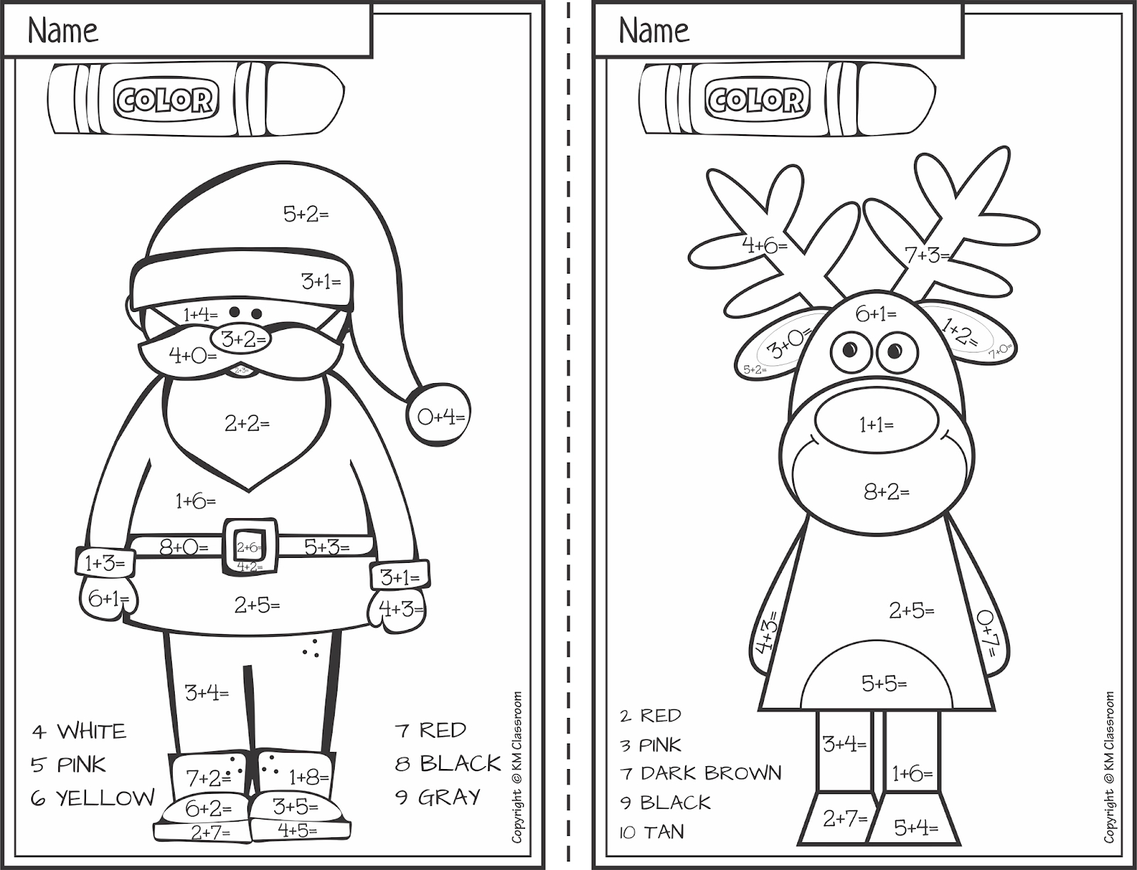 free christmas colornumber addition within 10 km classroom christmas coloring addition worksheets Free Christmas Colornumber Addition Within 10 | Km Classroom | Christmas Coloring Addition Worksheets