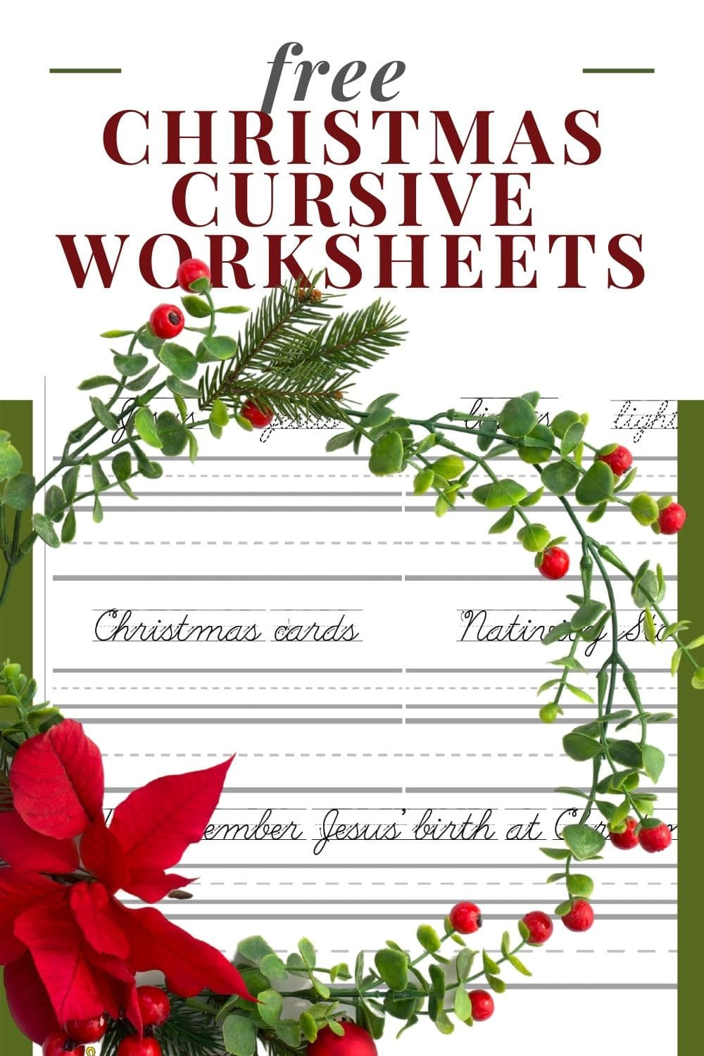 Free Christmas Cursive Handwriting Worksheet, Download Free | Christmas Cursive Handwriting Worksheets