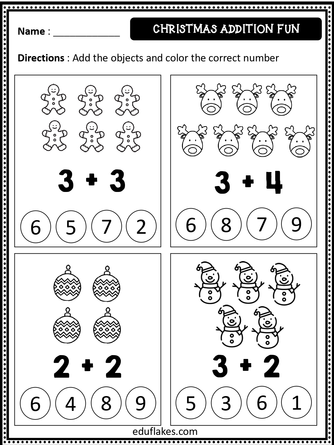 Free Christmas Math Worksheets For Kindergarten - Eduflakes | Christmas Math Worksheets For Preschoolers