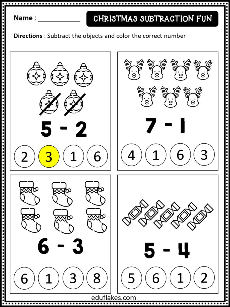 free christmas math worksheets for kindergarten eduflakes free christmas subtraction worksheets Free Christmas Math Worksheets For Kindergarten - Eduflakes | Free Christmas Subtraction Worksheets