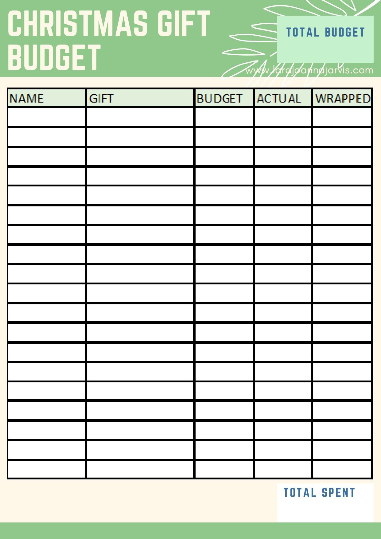 Free Christmas Planning Sheets | Christmas Gift Budget Worksheets