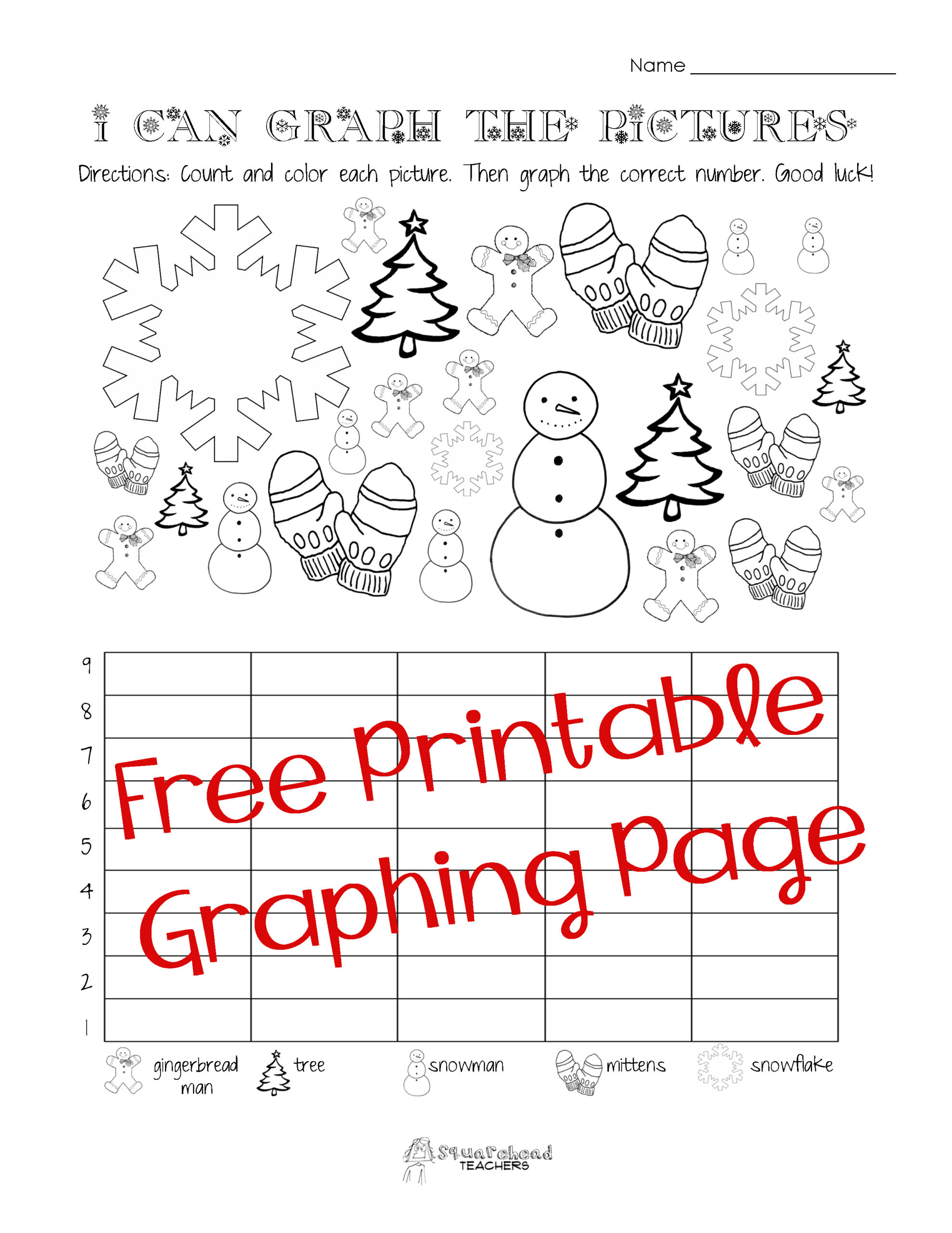Free Christmas/Winter Graphing Worksheet (Kindergarten, First | Free Printable Christmas Graphing Worksheets