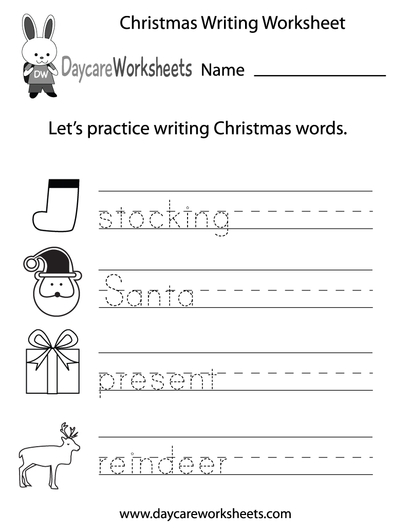 Free Preschool Christmas Writing Worksheet | Christmas Writing Worksheets Printable