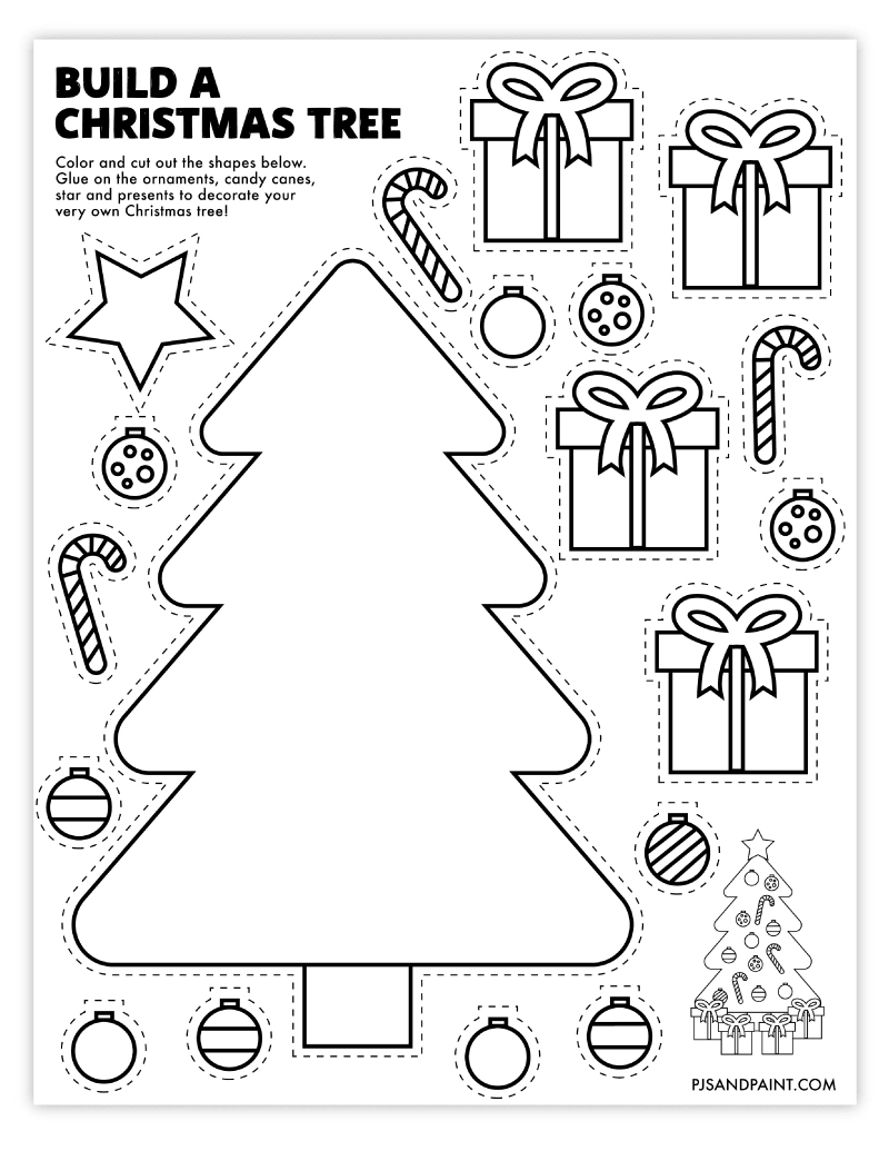 Free Printable Build A Christmas Tree Craft - Pjs And Paint | Christmas Tree Worksheets