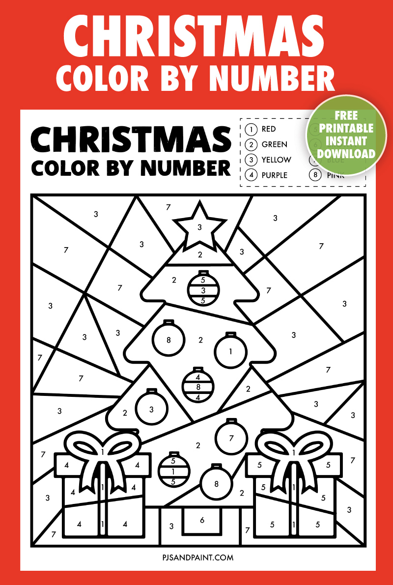 free printable christmas colornumber worksheet pjs and paint christmas in july worksheets Free Printable Christmas Colornumber Worksheet - Pjs And Paint | Christmas In July Worksheets
