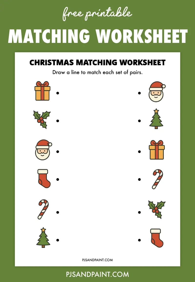 Free Printable Christmas Matching Worksheet - Pjs And Paint | Free Printable Christmas Matching Worksheets