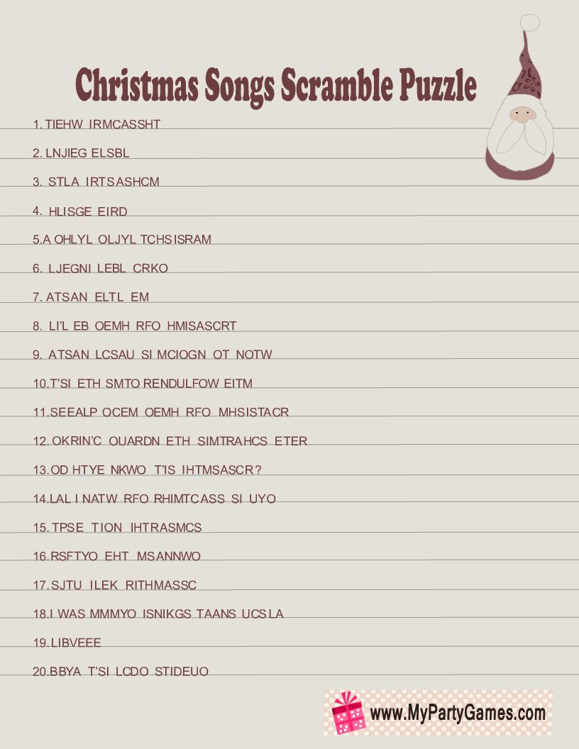 free printable christmas songs scramble puzzle christmas song riddles worksheets Free Printable Christmas Songs Scramble Puzzle | Christmas Song Riddles Worksheets
